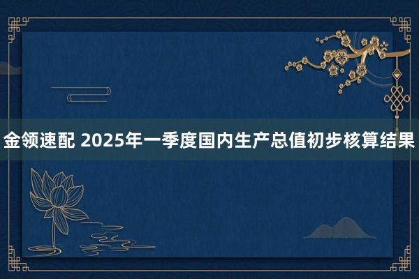 金领速配 2025年一季度国内生产总值初步核算结果